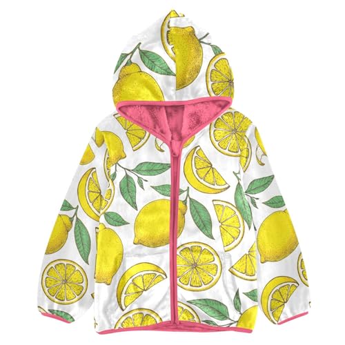 OTVEE Lemon Citrus Fruits Kids Hoodie Jacket Fall Spring Full Zip Warm Outwear Coat