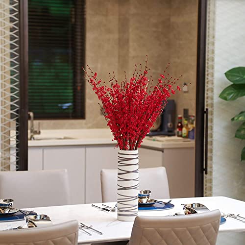 Binduo 10 Pcs 29.5'' Long Stem Artificial Jasmine Flowers Tall Fake Fall Flower Bouquet Faux Jasmine Plants For Hotel Home Farmhouse Office Kitchen Bedroom Wedding Halloween Party Diy Decor（Red） #TOP2