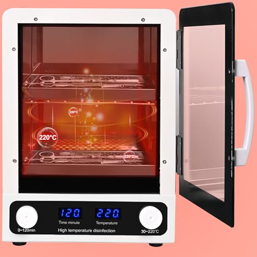 JOJOCOSMO Beauty Tool Sterilizer 600W Dry Heat Disinfector 220 Nail Tool Steriliser 12L Autoclave Sterilizer With Temperature Display and Timer for Sundry Beauty Nail Metal Tools