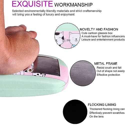 Image of ADBGV Cute Stylish Hard Shell Eyeglasses Cases Protective Case Storage Box With Glasses Cloth Eyeglass Strap for Girl Teen