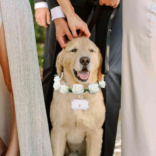 NICENEEDED 3 Stück Hundehalsband Blumenset Für Hochzeiten Perlen Perlen Hundeleine Ehering Träger Ringhalter Verstellbare Fliege Für Den Hundehals