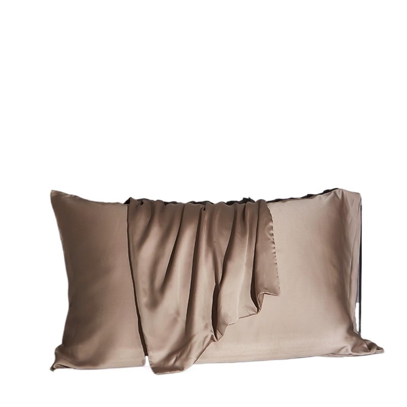 Natural Mulberry Silk Pillow Case 50x70 65x65 Real Silk Protect Skin Pillowcase(Khaki,48x74cm 2pcs)