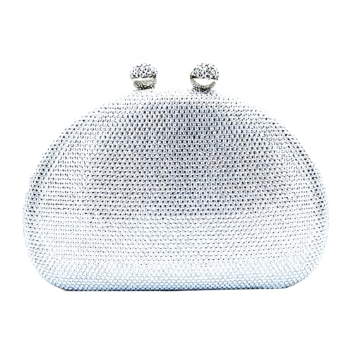 Image of UMREN Women Sparkly Rhinestone Evening Bag Crystal Clutch Purses Glitter Shell Shaped Handbag Wedding Prom Shoulder Bag