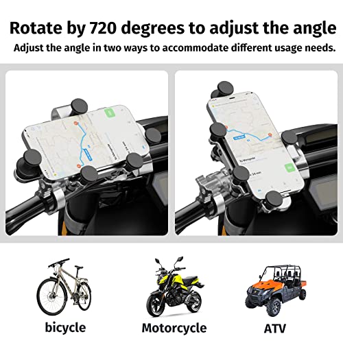 Acrunu Aluminum Alloy Motorcycle Phone Mount-Supports High-Speed Driving - Almost Zero Vibration-Securely Locked,Bike Scooter Atv Handlebar Cell Phone Holder For 4.9''-7.3'' Phone (Handlebar) #TOP4