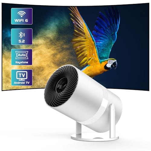 Mini Beamer Unterstützt 4K 1080P, Android und Integrierten Apps, Tragbarer Projektor mit WiFi 6 und Bluetooth, Auto Trapezkorrektur, Beamer Klein 210° Dreh Kompatibel mit TV Stick, HDMI, USB Mini Beamer Unterstützt 4K 1080P, Android und Integrierten Apps, Tragbarer Projektor mit WiFi 6 und Bluetooth, Auto Trapezkorrektur, Beamer Klein 210° Dreh Kompatibel mit TV Stick, HDMI, USB