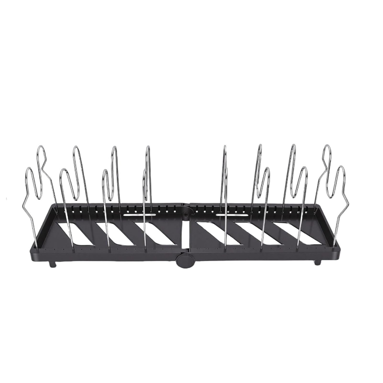 banapoy Organizador de Ollas y Sartenes Debajo del Gabinete, Estante Plegable para Almacenamiento de Ollas y Sartenes con 8 Divisores Ajustables de Acero Inoxidable, Estante para Tapas de para (BLACK)