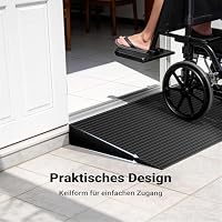 Wiltec Türschwellenrampe 900x200x30 mm für Rollstuhl & Rollator, schwarz, Rollstuhlrampe aus Vollgummi, rutschfeste Oberfläche, Bordsteinrampe kürzbar – Ansicht 4