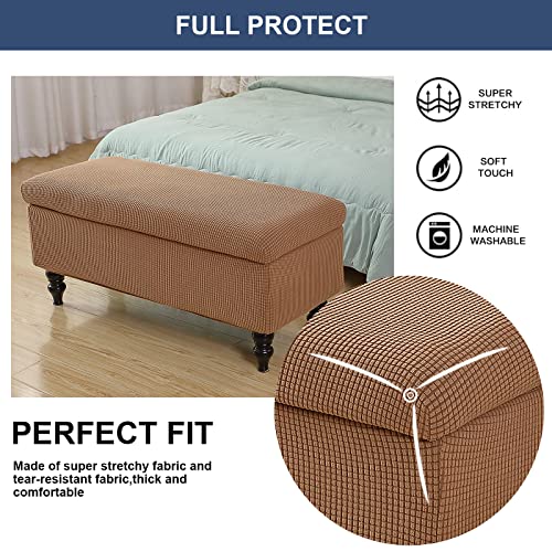 Image of FUANGUI Ottoman Cover Stretch Storage Ottoman Bench Slipcover Printed Folding Storage Bench Ottoman Cover Footrest Stool Slipcover Footstool Protector Cover with Elastic Bottom,Large