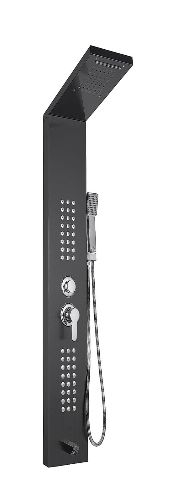 di Pannelli Doccia con Luce a LED ， Rubinetto for Doccia a Pioggia a Cascata ， Doccia con tti massaggianti Spa Vasca da Bagno con Bidet Rubinetti for Vasca da Bagno(Noir)