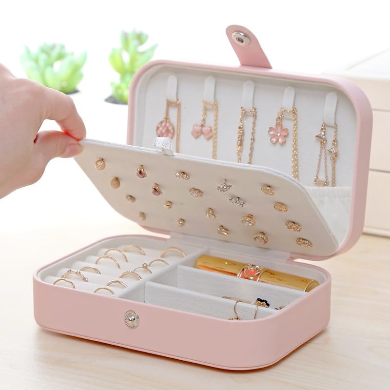 MSTZA 1/2/3 szt. duży dwuwarstwowy podróżny organizer na biżuterię, 16 x 11,5 cm przenośne pudełko na biżuterię, zamykane przechowywanie, przyjazne dla użytkownika przegródki