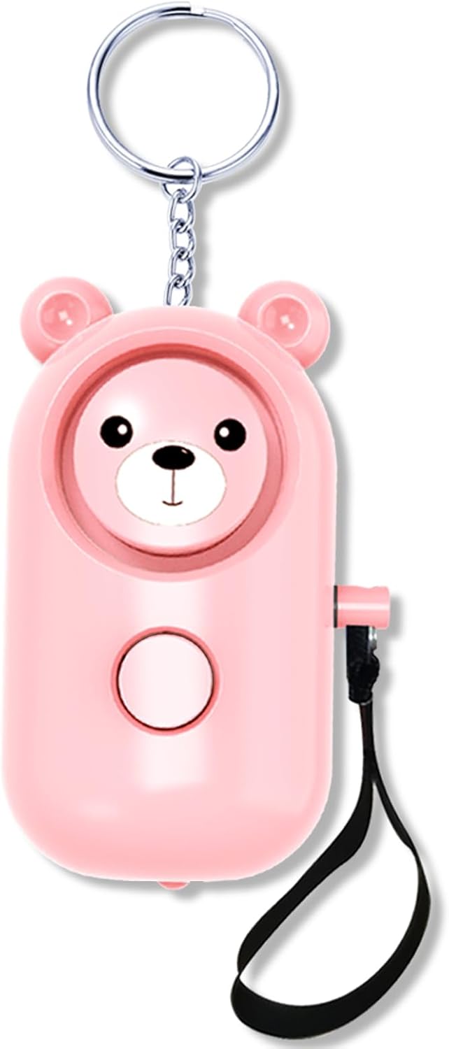 Private Security Alarm for Ladies Siren Self Protection for Ladies & Aged 130 dB Loud Keychain Siren Replaceable Battery with LED Strobe Gentle (Pink)