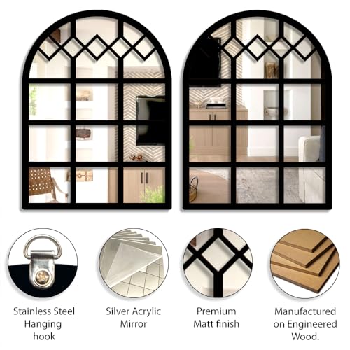 Image of Sehaz Artworks Home Decoration Items for Living Room | Jharokha Wall Decor Item for Living Room | Wall Hanging Decoration | Wall Decor Items for Bedroom | Decorative Mirror for Wall Decorations