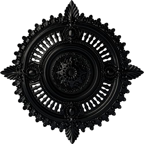 Image of Ekena Millwork Haylynn Ceiling Medallion, Jet Black