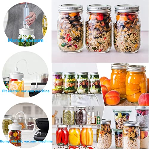 Mason Jar Vacuum Sealer Kit Compatible With Foodsaver Vacuum Sealer, Jar Sealer With Accessory Hose For Regular And Wide Mouth Mason Jars Food Storage(With A Manual Portable Vacuum Pump And Vacuum Food Bags) #TOP1