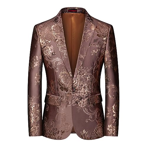 Peony Jacquard Tuxedo Suit Jacket Men One Button Notched Lapel Slim Fit Blazers3