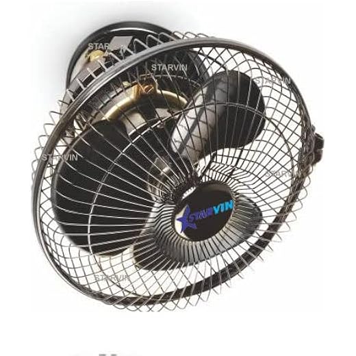 STARVIN Black Cabin Fan Metal Celling Fan 12 Inch 300 MM wit