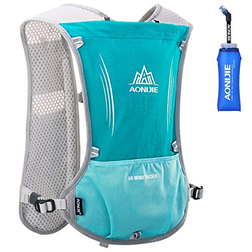 Azarxis Chalecos de hidratación para Correr Mujeres Hombres Carrera Chaleco para Correr Sendero de hidratación Chaleco Correr Maratón Mochila (Azul Claro - con una Botella de Agua Blanda (600 ml))