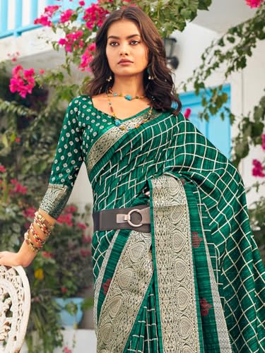 AKHILAM Women's Muga Silk Bandhani Printed Saree With Unstitched Blouse Piece(DIPIKA8111_PL_Parent) 4 AKHILAM Women's Muga Silk Bandhani Printed Saree With Unstitched Blouse Piece(DIPIKA8111_PL_Parent) - Image 4