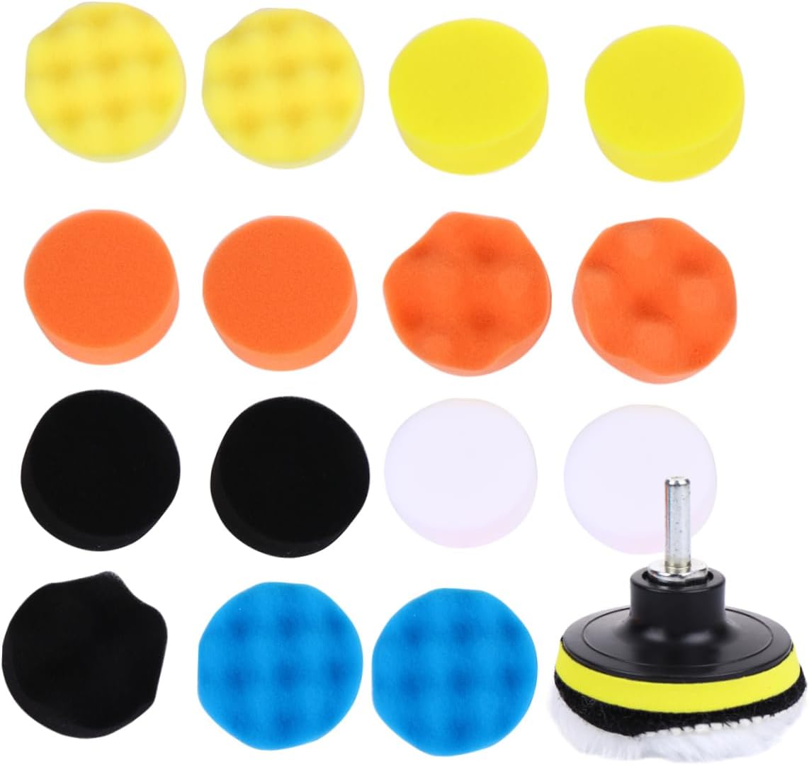 Luxshiny 22pcs Car Polishing Sponge Kits Polishing Pads Set Buffing Pads Car Waxing and Sealing Glaze Accessories