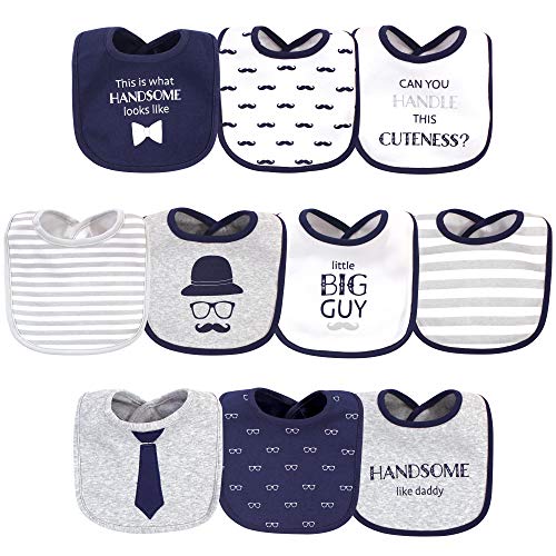 Image of Hudson Baby Unisex Baby Cotton Bibs, Handsome Like Daddy, One Size