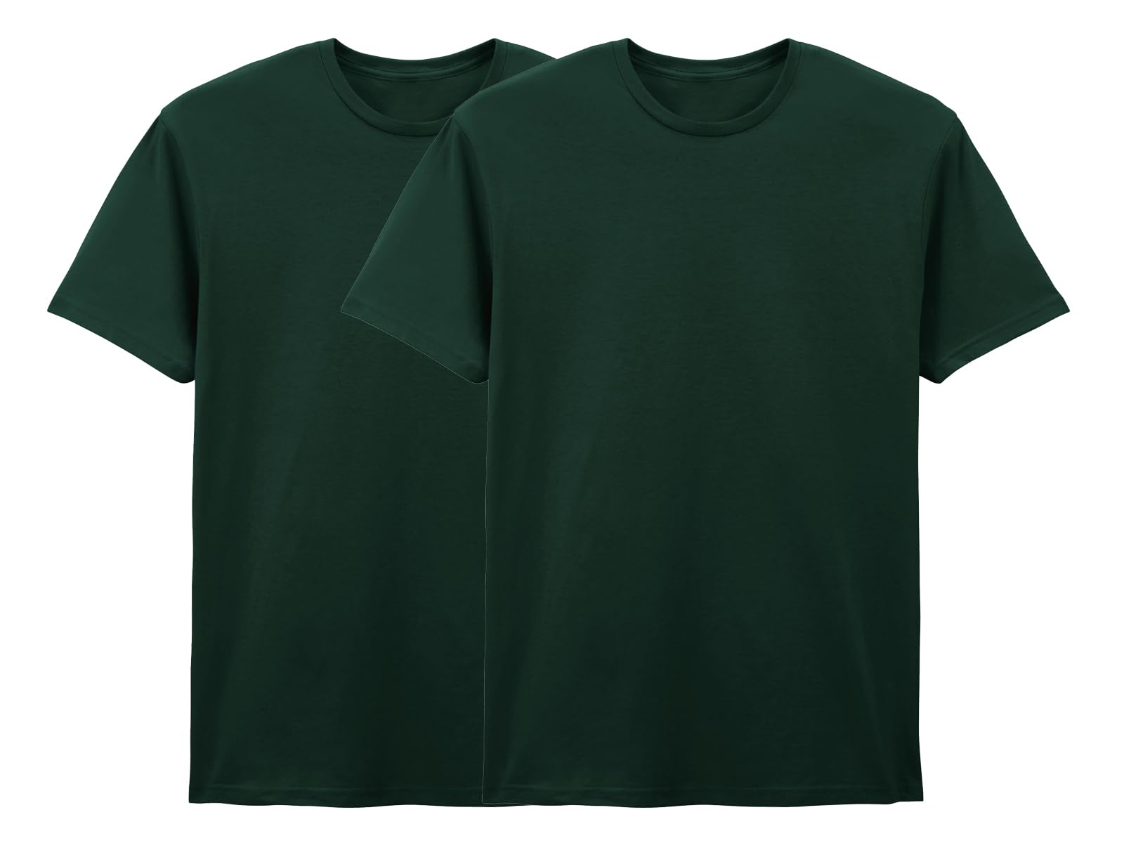 COOZO Pack of 2 Men's Classic Fit Blank Short Sleeve T-Shirts - 2 x Forest Green - L