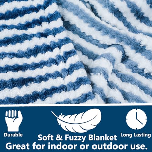 Image of BSB HOME Polyester Premium Plush Single Blanket|300 GSM Lightweight Cozy Ultrasoft for Bed, Sofa, Travel & Camping| 228x152 cm Blue & White| TC - 220