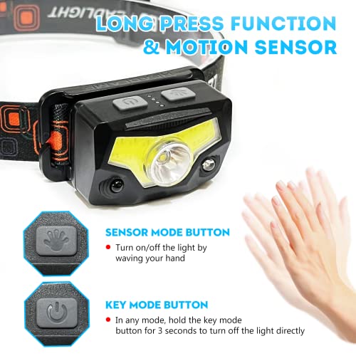 Rousaillon Led Headlamp,1300 Lumen Super Bright Motion Sensor Headlamp Flashlight With White Red Light,2-Pack Headlamps For Adults,9 Modes Headlamp For Camping Running Cycling Fishing Outdoor #TOP2