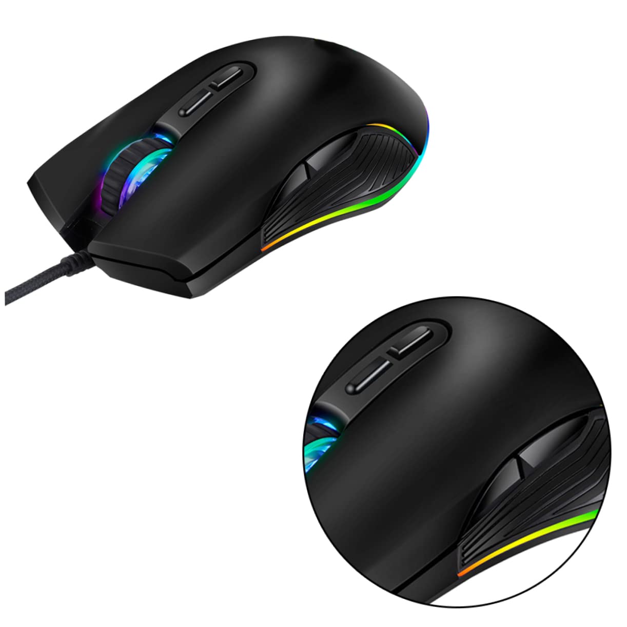 NUOBESTY Mouse Da Gioco Usb c Cablato Tasti Programmabili Rgb Retroilluminato Ottico Dpi Regolabili Ergonomico Per Pc e Laptop
