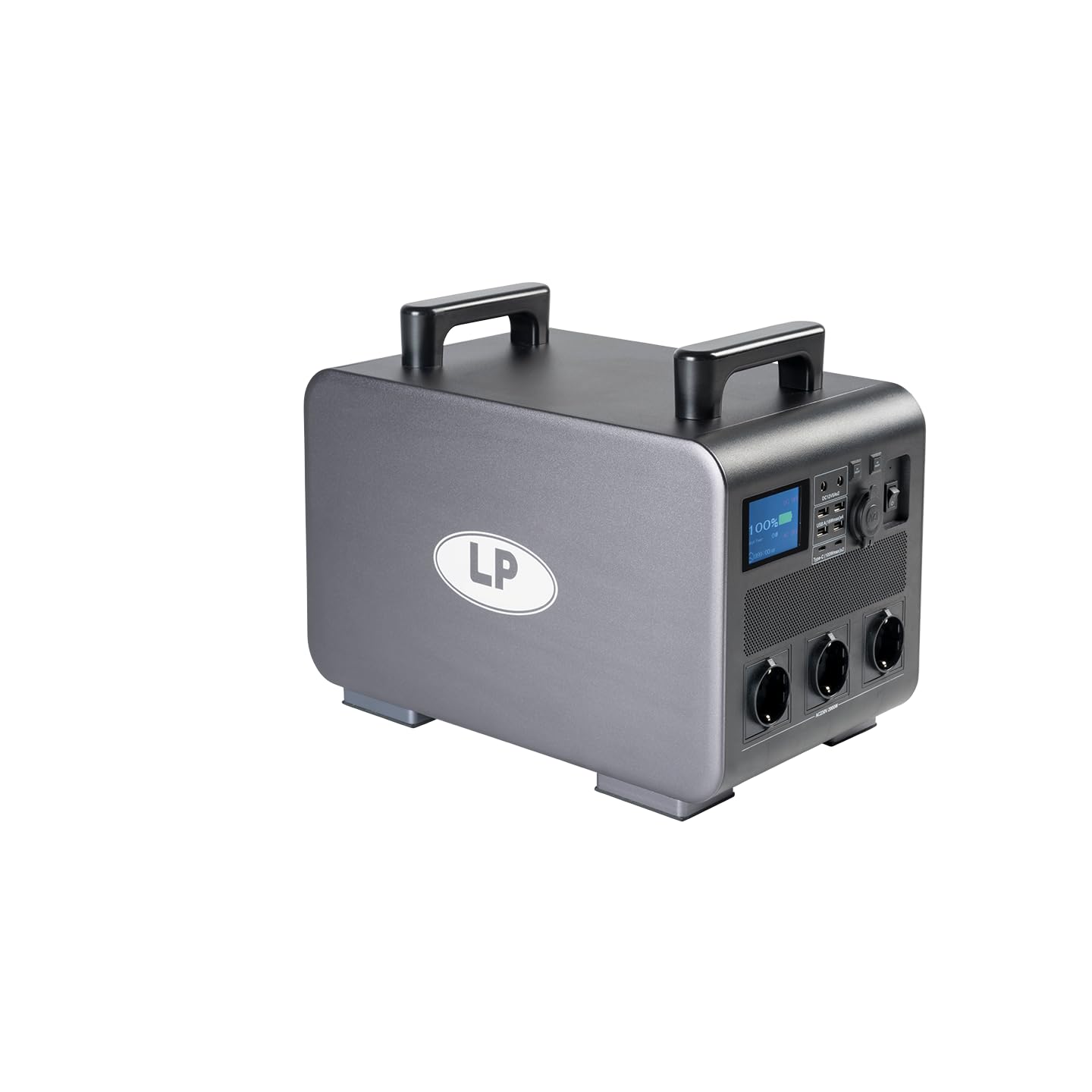 Landport LP2000 PRO Powerstation 1920 Wh (2000 W) – Estación de alimentación móvil con 3 × AC, 2 x USB-C (100 W), 4 puertos USB-A, 12 V coche y CC – para camping, obras y energía de emergencia – Carga