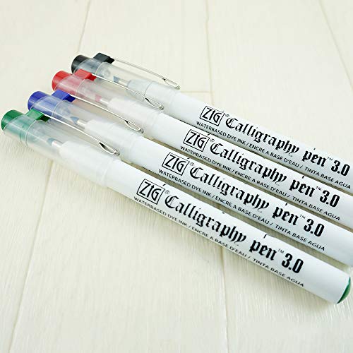 Zig Kuretake Calligraphy Pen 3.0 OBLIQUE Tip Black,Red,Blue,Green 4 Color Set Zig Kuretake Calligraphy Pen 3.0 OBLIQUE Tip Black,Red,Blue,Green 4 Color Set