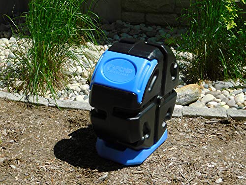 Image of FCMP Outdoor HOTFROG Half Size Rolling Single Chamber Batch Tumbling Composter - Outdoor Rotating Garden Compost Bin (HF-RC2000WB-BLU) Black & Blue (19-Gallon)