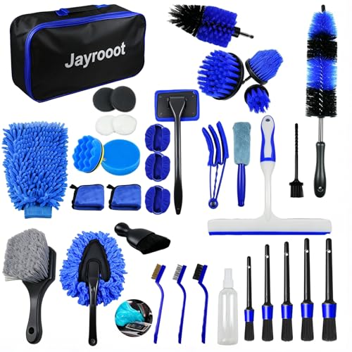 Jayrooot 37Pcs Car Detailing Kit, Car Detailing Brush Set, Car Wash Cleaning…