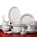 Zestaw naczyń ceramicznych, 60-częściowy zestaw naczyń porcelanowych z porcelany kostnej, zestawy obiadowe do kuchenki mikrofalowej i zmywarki (serwis dla 6-10)