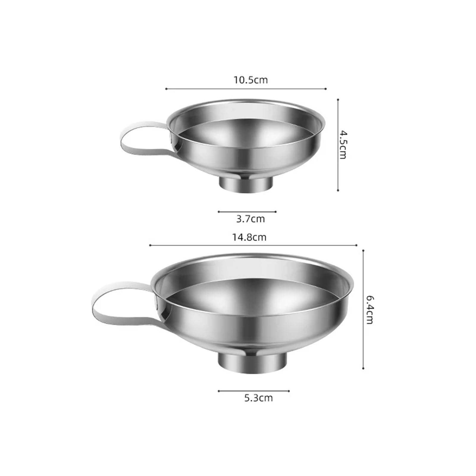 Embudos de Cocina, embudos pequeños de Metal, embudos de Boca Ancha de Acero Inoxidable de 2 tamaños for enlatar, embudos for líquidos, filtros de tolva, Utensilios de Cocina, etc.(S 10.5 cm)