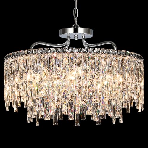 Image of 24 inch 8 Lights Luxury Crystal Chandeliers for Dining Room,Chrome