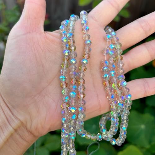Image of 200pcs Czech Faceted Rondelle Crystal Glass Beads 6mm Bulk Green Red Shimmer