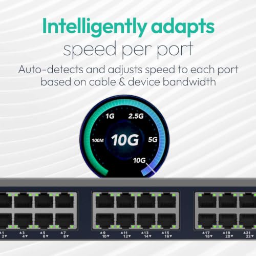 Image of NETGEAR 28-Port 10G /Multi-Gigabit Ethernet Easy Smart Managed Switch - with 4 x 10G SFP+, 5-Speed 100M to 10G, Rackmount or Desktop (XS724EM)