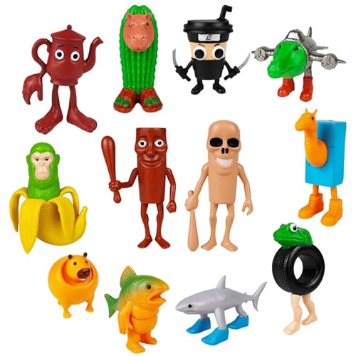 TYXHXTF 12 Pcs Italian Brainrot Figure Set, Tung Tung Tung-Sahur Figure Toy, Animals Brainrot Italian Giocattolo Tralalero Tralala Desk Decor