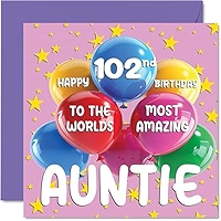 Carte D'anniversaire 101 Ans Pour Maman – Ballons à Paillettes Roses Et Violets – Cartes D'anniversaire Pour Maman De 101 Ans, Mère De La Part De Son Fils, Fille, 145 Mm X