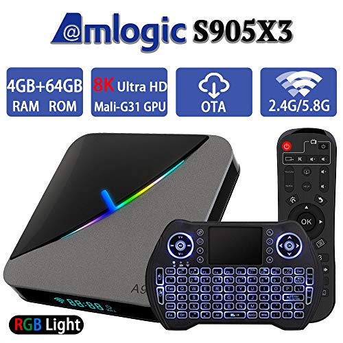 Android TV Box 9.0 4GB 64GB Smart TV Box Amlogic S905X3 with Backlit