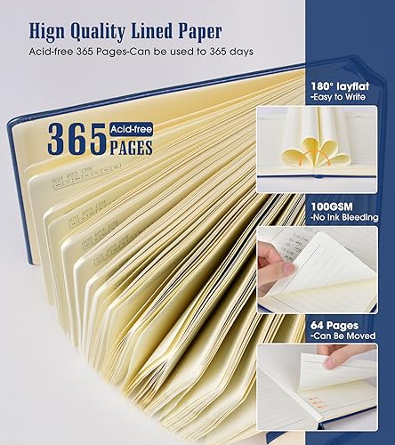 Image of Lined Journal Notebook, 365 Pages A4 Large Journals for Writing Ruled Notebook, Hardcover Leather Journal for Women Men, Daily Notebook for Work, Note Taking, 100Gsm Thick Paper( 8.5 inch x 11 inch Darkblue)