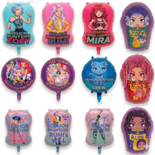 12 Pcs For K-pop Birthday Decorations Foil Balloons for Party Supplies K-pop Anime Themed Birthday Decor for Boys Girls