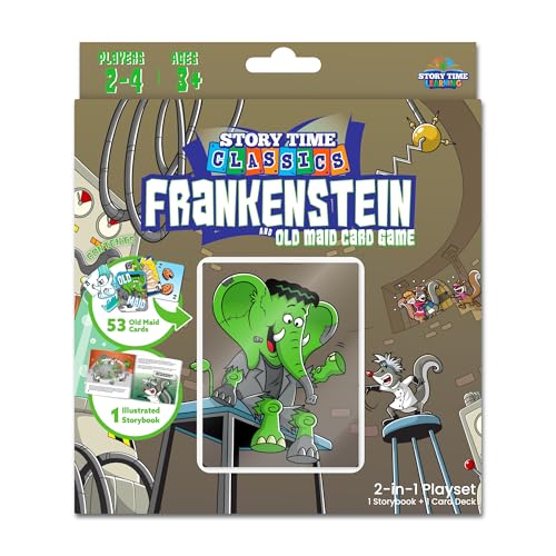 Frankenstein + Old Maid Card Game 2-in-1 Playset for Kids Ages 3+, Educational Games for Kids, Books for Toddlers