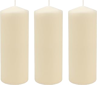 Stonebriar 80 Hour Long Burning Unscented Pillar Candles, 3x8, Ivory, 6 count