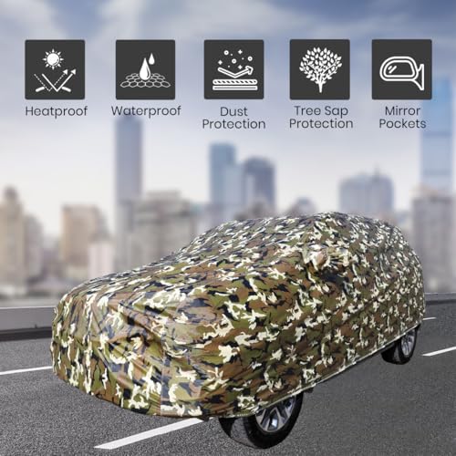 Image of Autofurnish Aero Series Car Cover for XUV 3XO 2024 (100% Waterproof, Triple Stitched, Bottom Elastic,Secure Buckle Strap,Precision-Fit & Breathable Fabric, Car Body Cover) Colour: Green