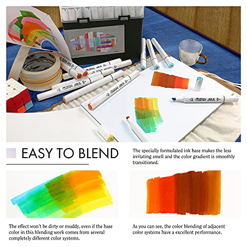 Artify Alcohol Brush Markers, Brush & Chisel Dual Tips Professional Artist Markers, Drawing Marker Set With Carrying Case For Adult Coloring And Drawing Media For Beginner Or Experienced Artists #TOP3