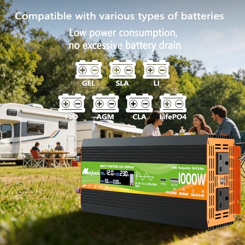 Onduleur sinusoïdal pur 1000W avec télécommande et refroidissement actif - 5