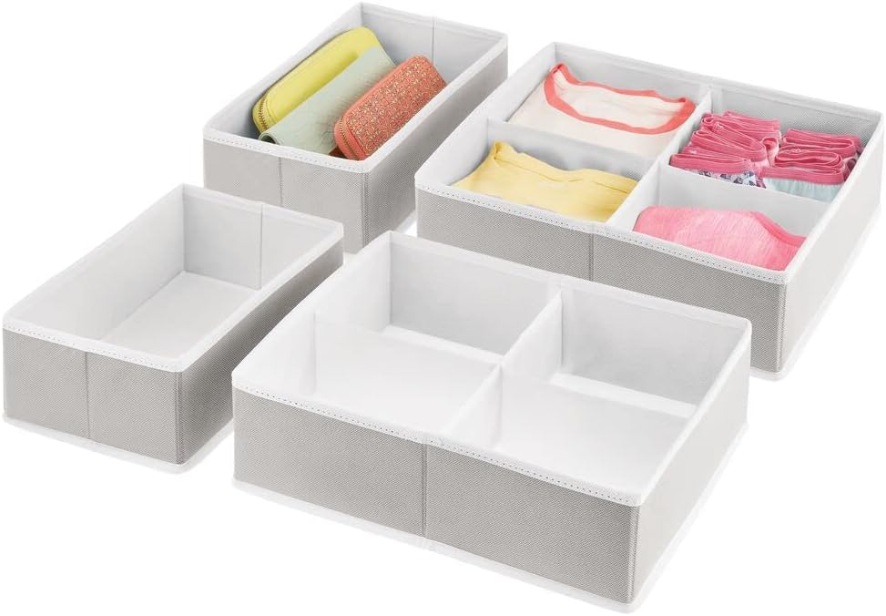 mDesign Set of 4 Storage Boxes Wardrobe Storage Set in 2 Sizes