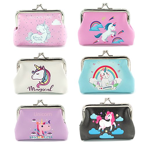 Elesa Miracle 6pc Women Girl Unicorn Coin Purse Clutch Pouch Wallet Value Set