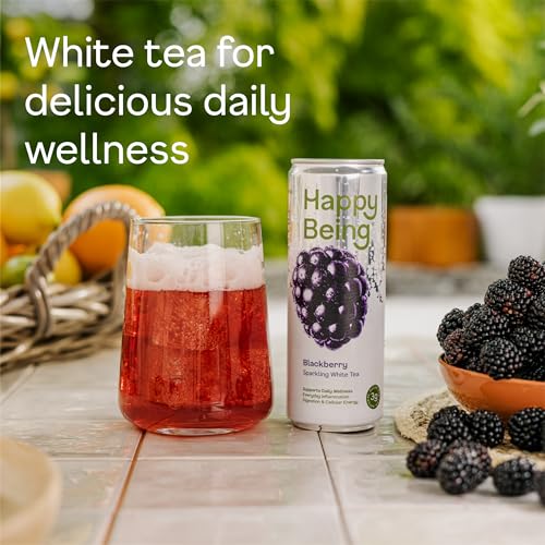 Image of Happy Being Blackberry Sparkling White Tea, Antioxidant Rich, 12oz 16 Pack